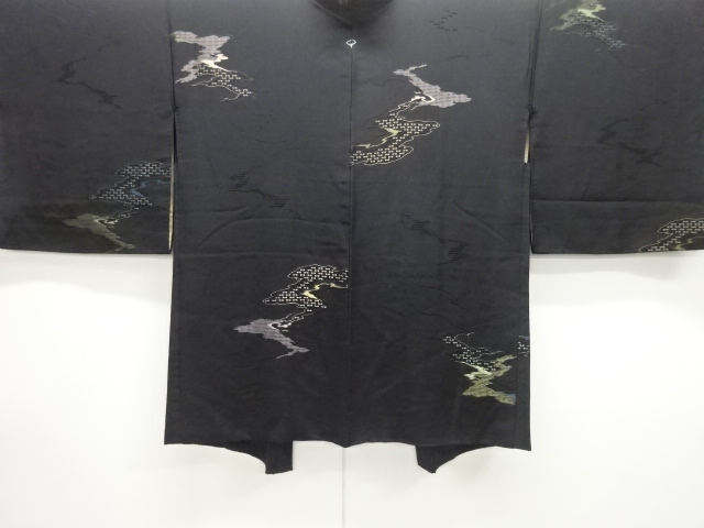 JAPANESE ANTIQUE HAORI / TAISHO ROMAN STYLE / SILK / WOVEN MIST